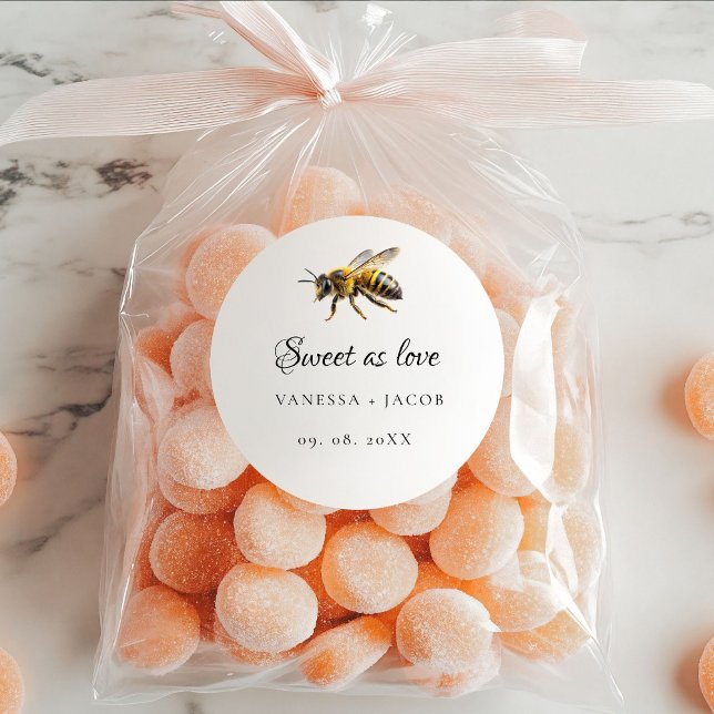 Elegant Meant to Bee Wedding Favour  Classic Round Sticker (Creator Uploaded)