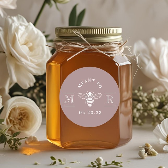 Elegant Meant to Bee Wedding Favour Mauve Purple Classic Round Sticker (Creator Uploaded)