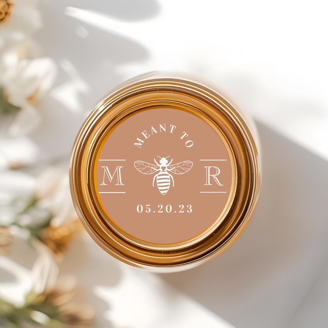 Elegant Meant to Bee Wedding Favour Terracotta Classic Round Sticker (Creator Uploaded)