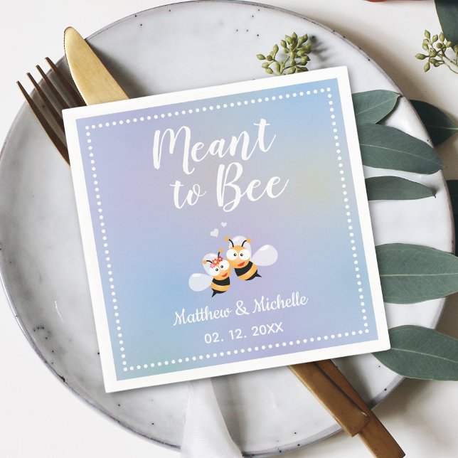 Elegant Meant To Bee Whimsical Cute Wedding Party Napkin (Creator Uploaded)