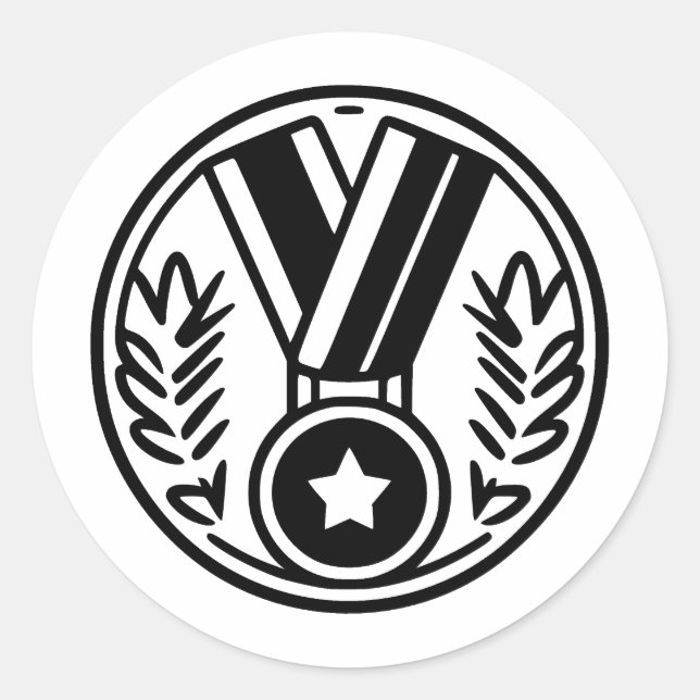 Elegant Medal Art in Minimalist Style Classic Round Sticker (Front)