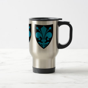 Elegant mediaeval Fleur De Lis in blue Travel Mug