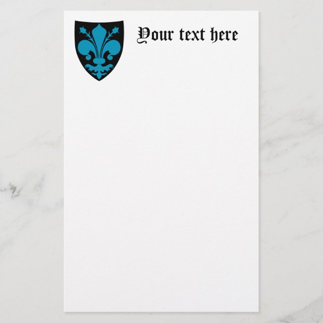 Elegant mediaeval Fleur De Lis shield Stationery (Front)