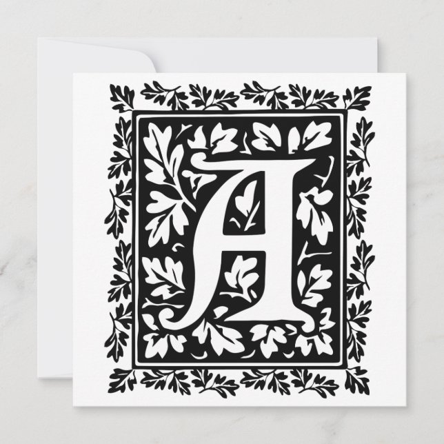 Elegant Mediaeval Illuminated Manuscript Letter A Invitation (Front)