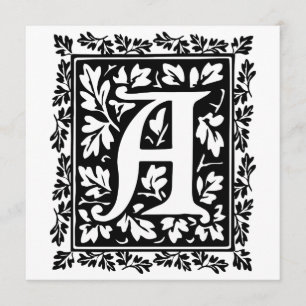 Elegant Mediaeval Illuminated Manuscript Letter A Invitation