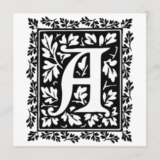 Elegant Mediaeval Illuminated Manuscript Letter A Invitation