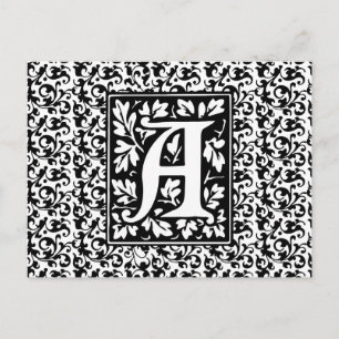 Elegant Mediaeval Letter A Antique Monogram Postcard