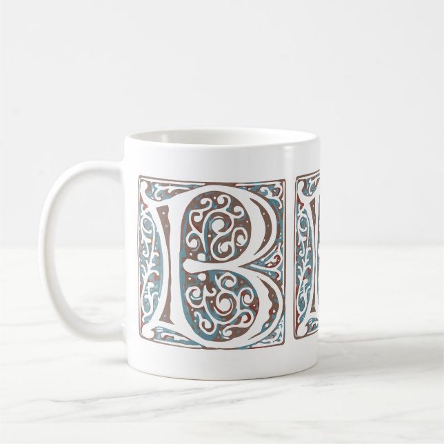 Elegant Mediaeval Letter B Antique Monogram Coffee Mug (Left)