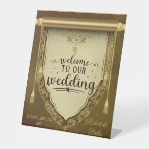 Elegant Mediaeval Wedding Custom Pedestal Sign
