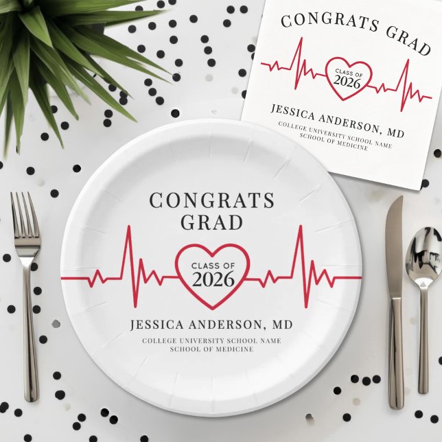 Elegant Medical Graduation Party Paper Plate (Elegant Medical Graduation Party Paper Plates)