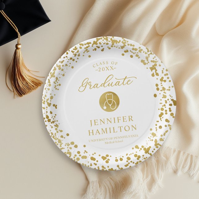 Elegant Medical Nursing School Graduation White Paper Plate (Creator Uploaded)