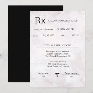 Elegant Medical Prescription Pad Graduation Invitation