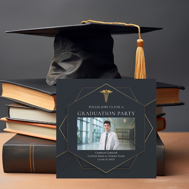Elegant Medical School Photo Graduation Party Invitation (Creator Uploaded)