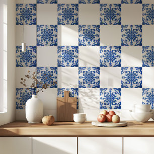 Elegant Mediterranean Blue White Pattern Tile