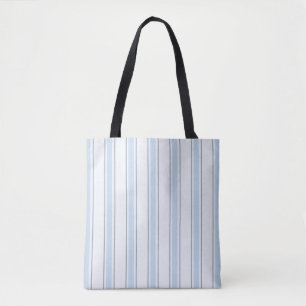 Elegant Mediterranean Cabana Stripe Coastal Blue Tote Bag
