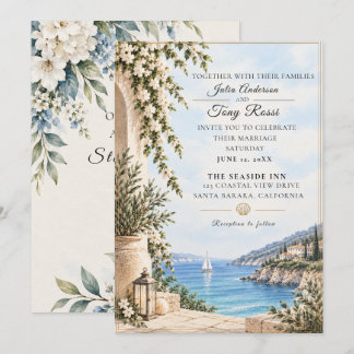 Elegant Mediterranean Coastal Wedding Invitation