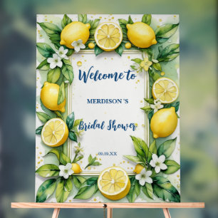 Elegant Mediterranean Lemon Floral Bridal Shower Acrylic Sign