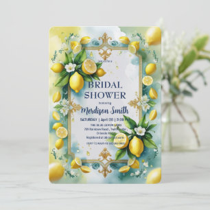 Elegant Mediterranean Lemon Floral Bridal Shower Invitation