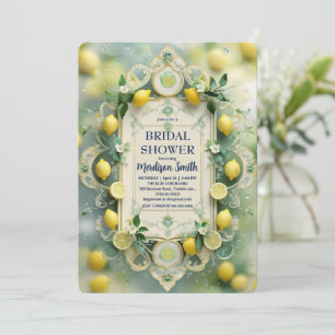 Elegant Mediterranean Lemon Floral Bridal Shower Invitation