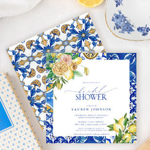 Elegant Mediterranean Lemon Floral Bridal Shower Invitation