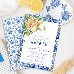 Elegant Mediterranean Lemon Floral Bridal Shower Invitation