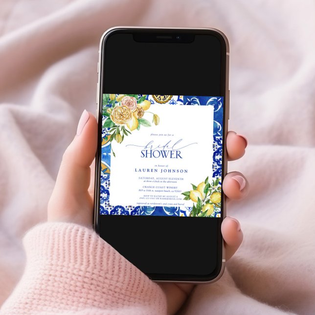 Elegant Mediterranean Lemon Floral Bridal Shower Invitation (Creator Uploaded)