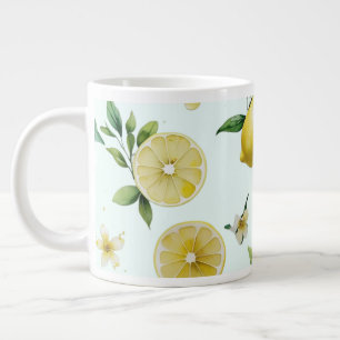 Elegant Mediterranean Lemon Floral Bridal Shower   Large Coffee Mug