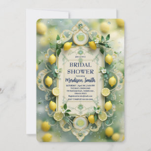 Elegant Mediterranean Lemon Floral Bridal Shower Save The Date
