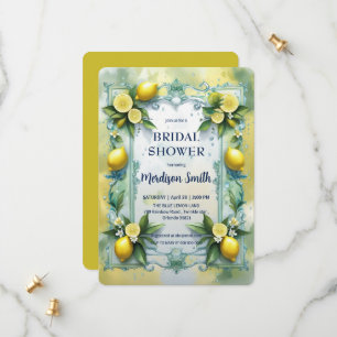 Elegant Mediterranean Lemon Floral Bridal Shower Save The Date