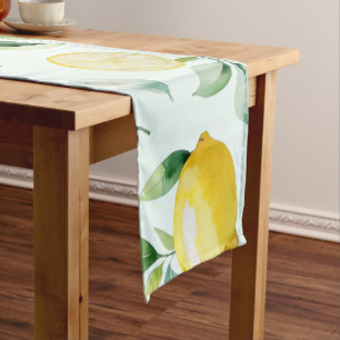 Elegant Mediterranean Lemon Floral Bridal Shower Short Table Runner