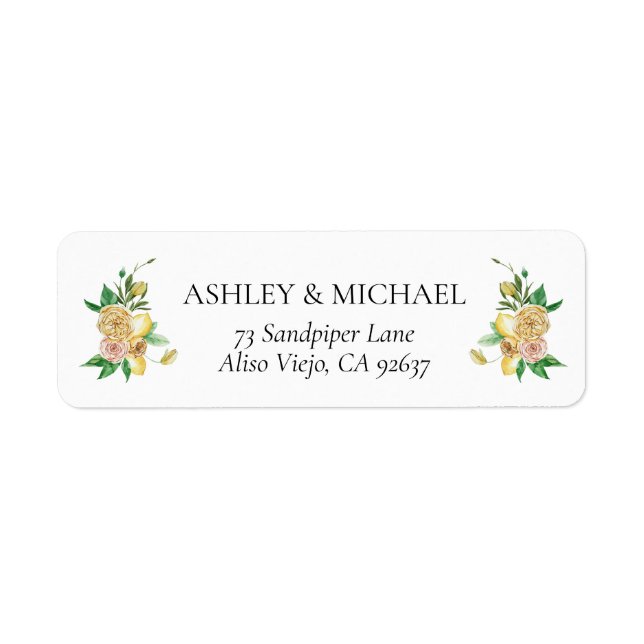Elegant Mediterranean Lemon Floral Return Address (Front)