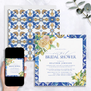 Elegant Mediterranean Lemon Floral Virtual Shower Invitation