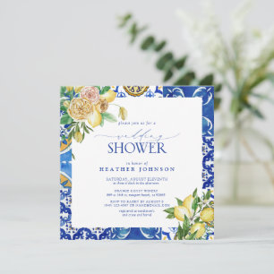 Elegant Mediterranean Lemon Floral Wedding Shower Invitation