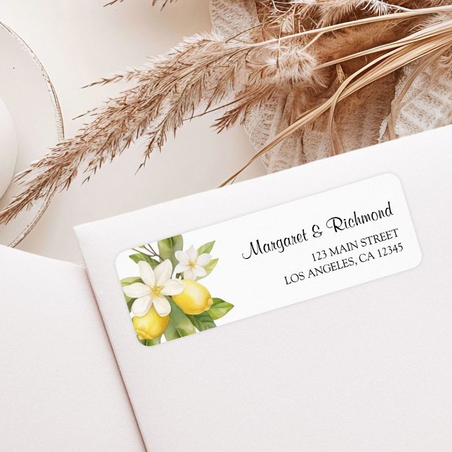 Elegant Mediterranean Lemon Wedding Return Address (Creator Uploaded)