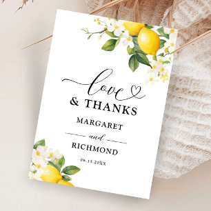 Elegant Mediterranean Lemon Wedding Thank You Card