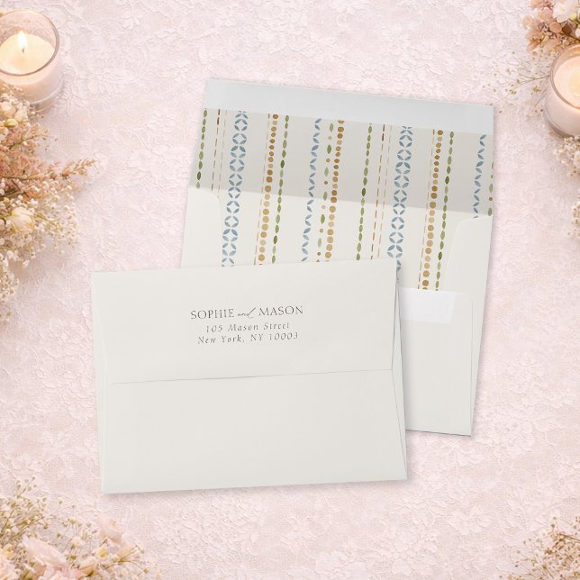 Elegant Mediterranean Stripe Wedding Envelope (Creator Uploaded)