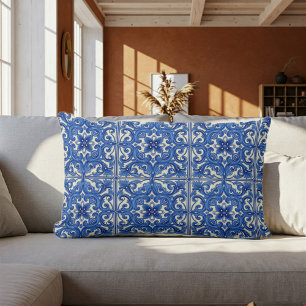 Elegant Mediterranean Style Blue DecorativeCushion Lumbar Cushion