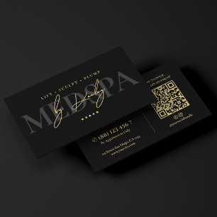 Elegant MedSpa Cosmetologist Black Signature Business Card