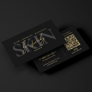 Elegant MedSpa Skincare Black Aesthetician Business Card