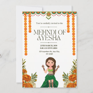 Elegant Mehndi Ceremony Invitation Card