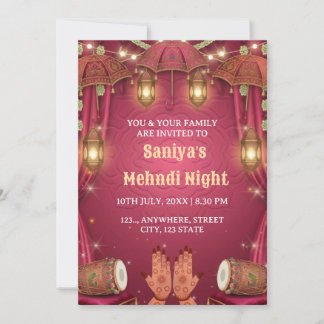 Elegant Mehndi Night Ceremony Invitation