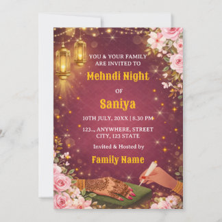 Elegant Mehndi Night Ceremony Invitation