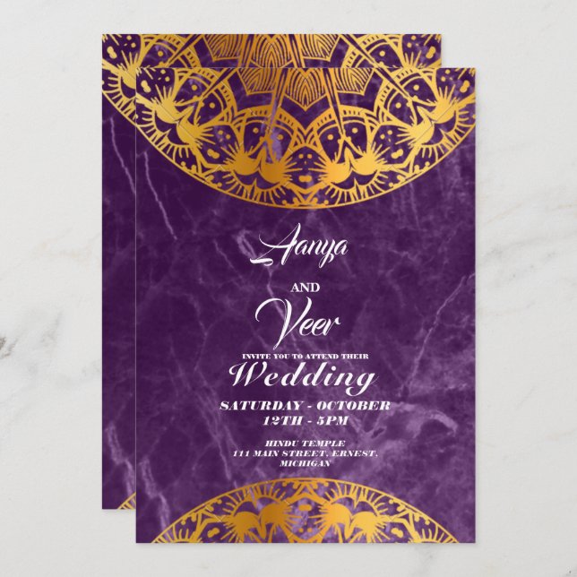 Elegant Mehndi Wedding Invitation (Front/Back)