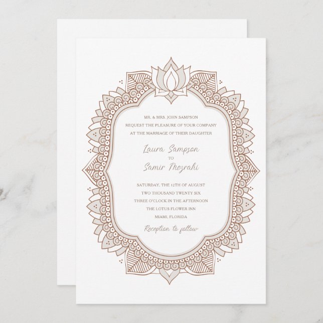 Elegant Mehndi Wedding Invitation (Front/Back)