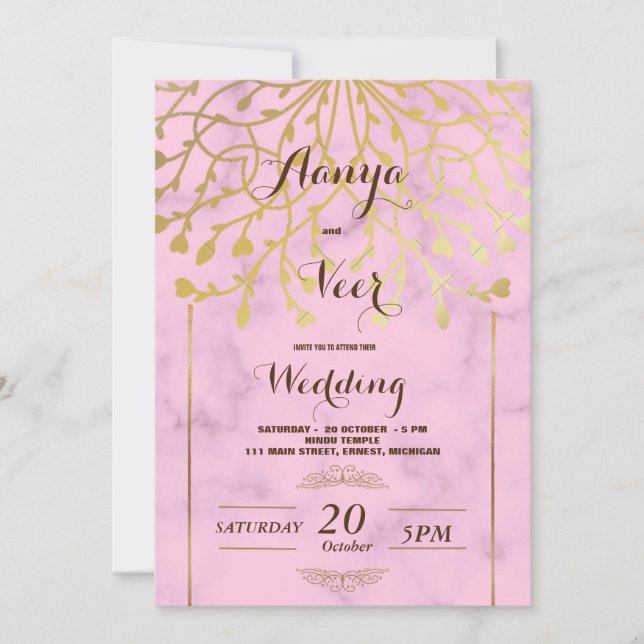 Elegant Mehndi Wedding Invitation (Front)