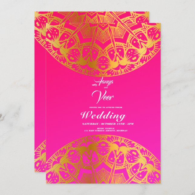Elegant Mehndi Wedding Invitation (Front/Back)