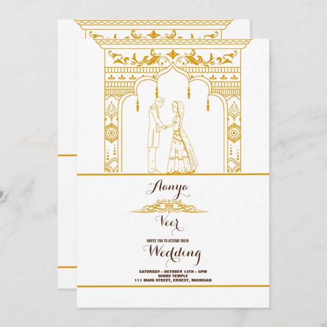 Elegant Mehndi Wedding Invitation (Front/Back)