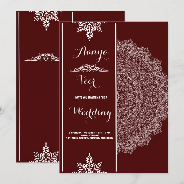 Elegant Mehndi Wedding Invitation (Front/Back)