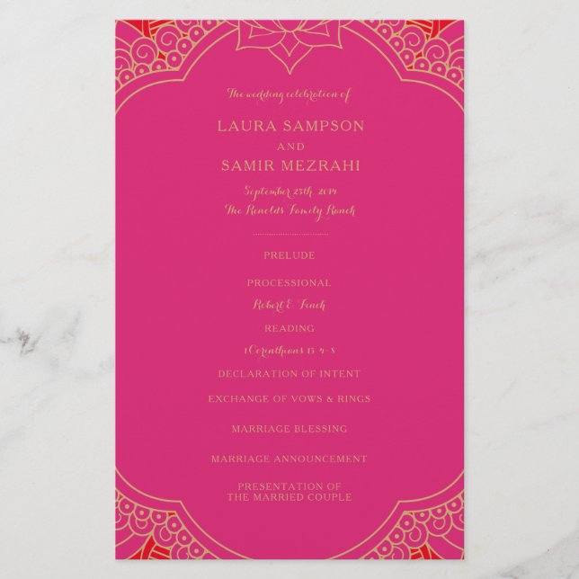 Elegant Mehndi Wedding Programs (Front)