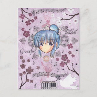 Elegant/Melancholy Ume-Chibi w/ collage background Postcard